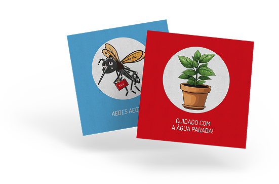 Card Aedes e Cuidado com agua parada na planta